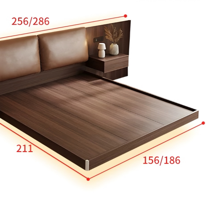 JONA Modern Floating Leather Bedframe