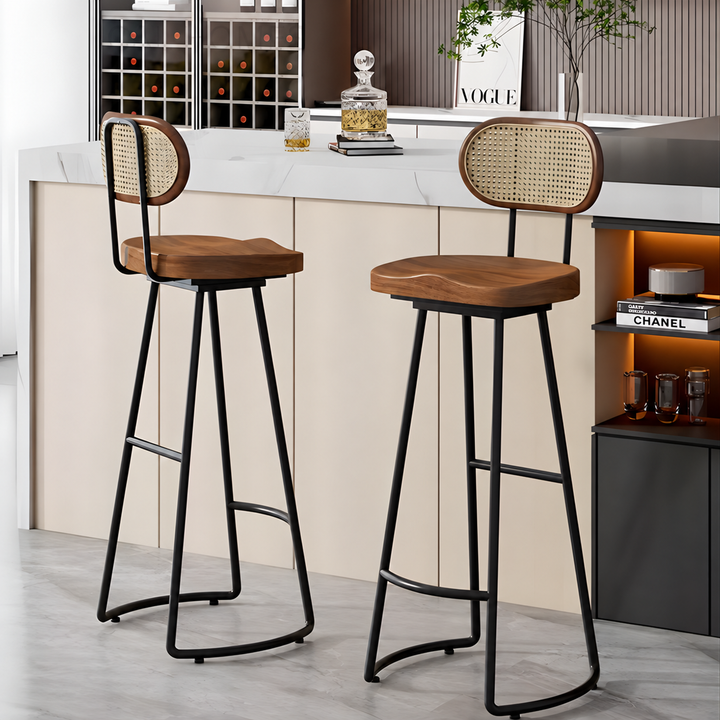 KORVESSA Industrial Solid Wood Bar Stool