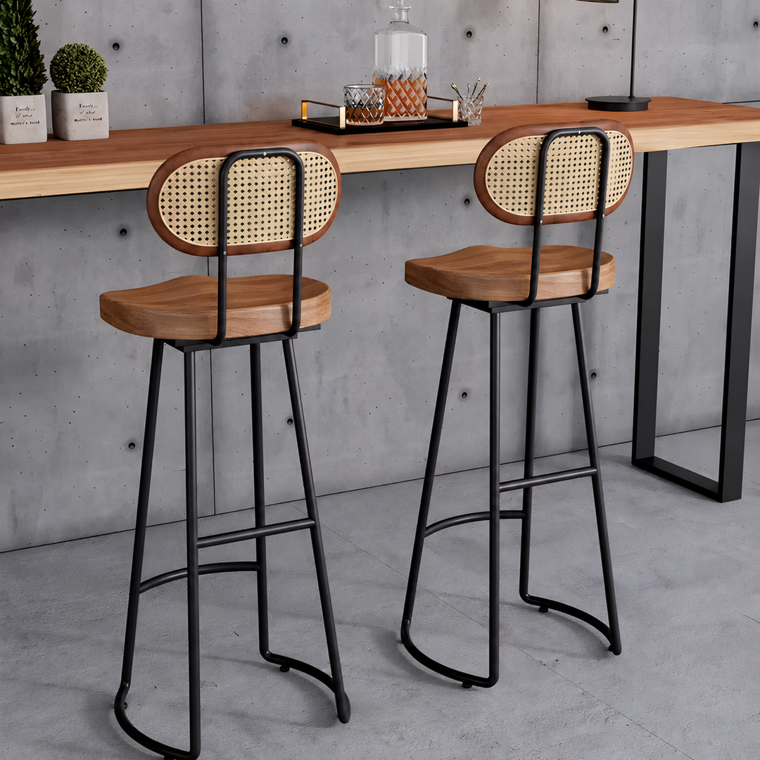 KORVESSA Industrial Solid Wood Bar Stool