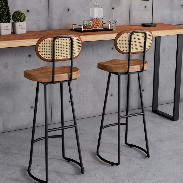 KORVESSA Industrial Solid Wood Bar Stool