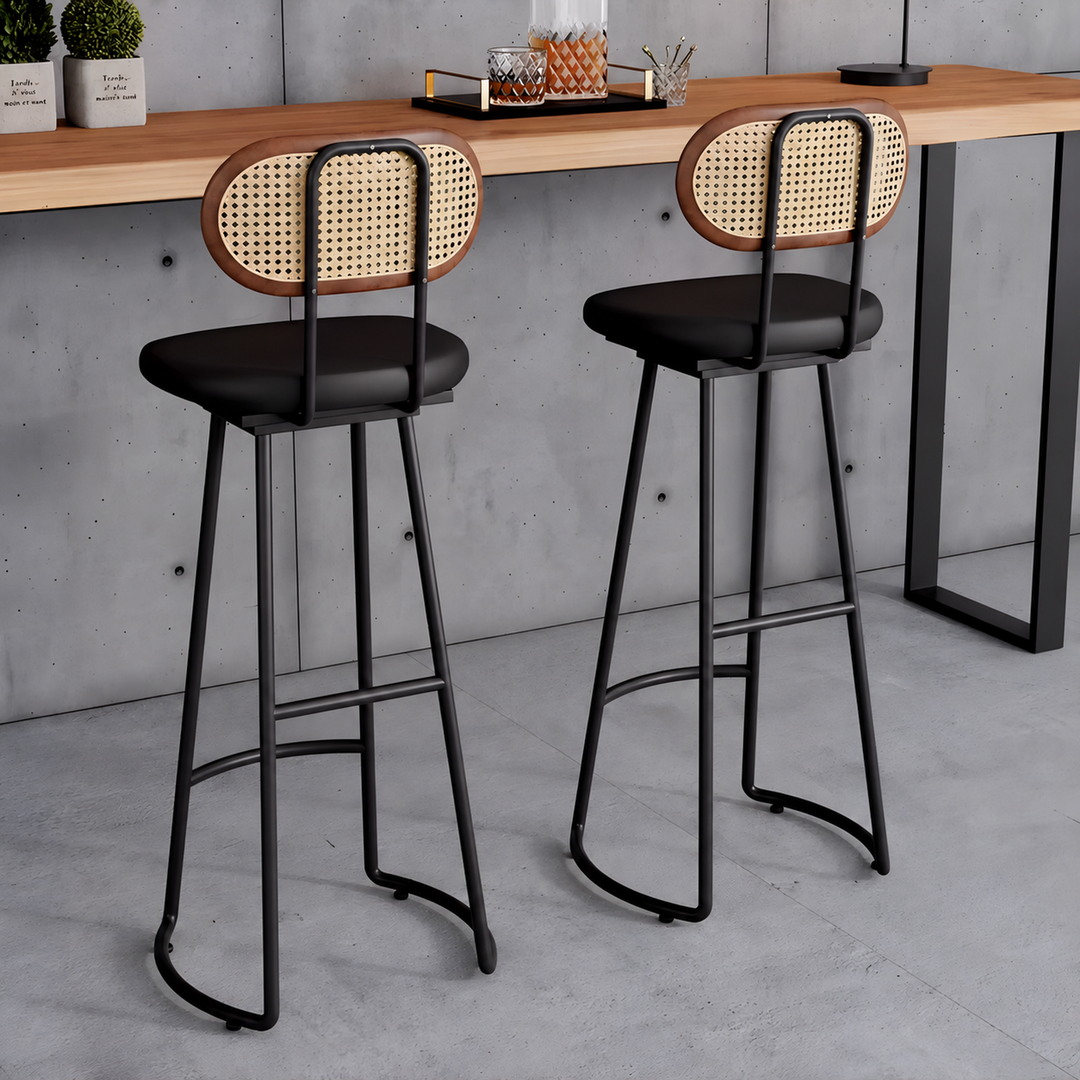 KORVESSA Industrial Solid Wood Bar Stool