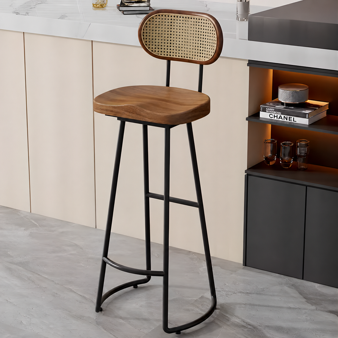KORVESSA Industrial Solid Wood Bar Stool