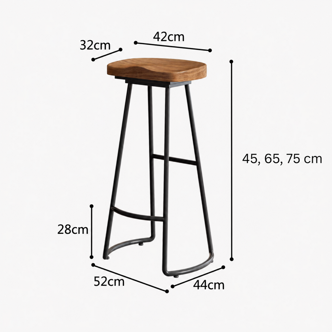 KORVESSA Industrial Solid Wood Bar Stool