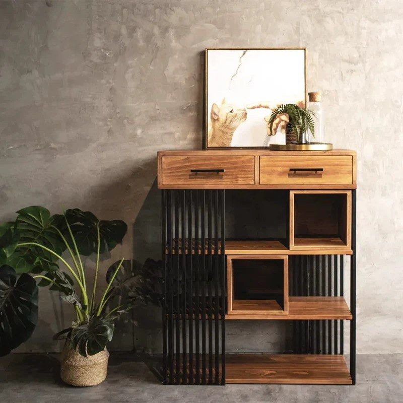 ADELE Industrial Solid Wood Display Shelf - Radical Homes Singapore
