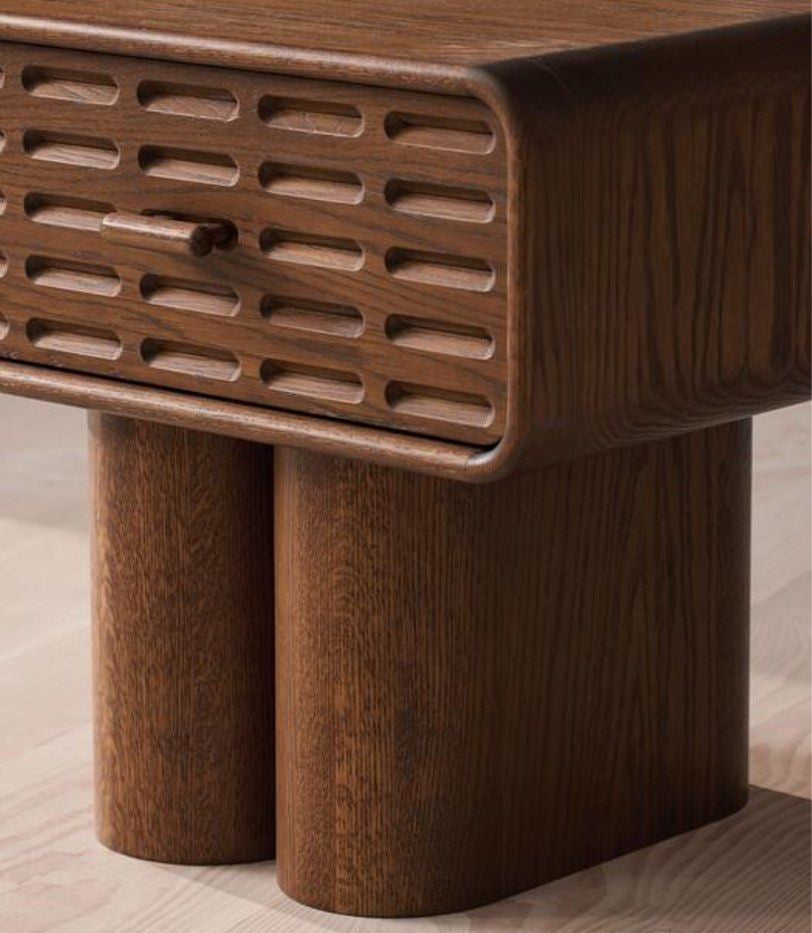 FYNORA Solid Wood Bedside Table