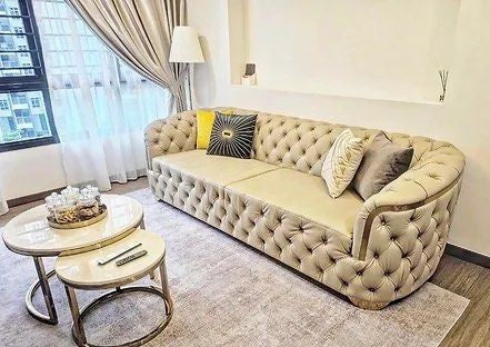 MALVEN Modern Velvet Chesterfield Sofa - Radical Homes Singapore