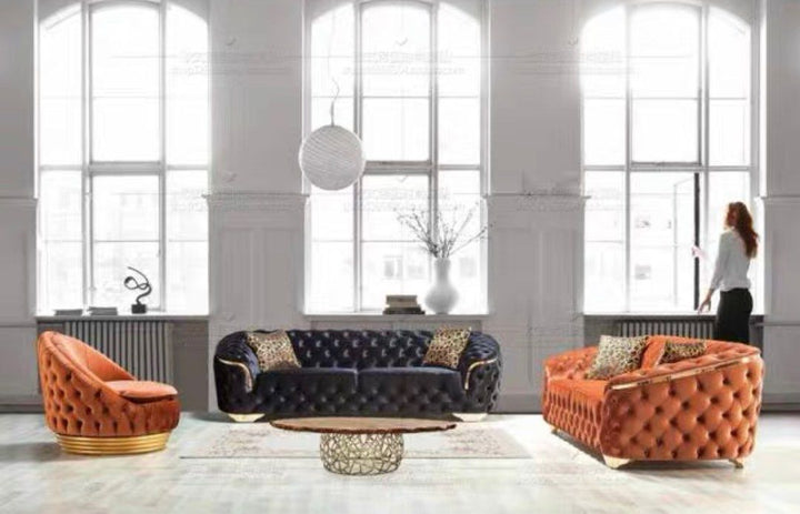 MALVEN Modern Velvet Chesterfield Sofa - Radical Homes Singapore