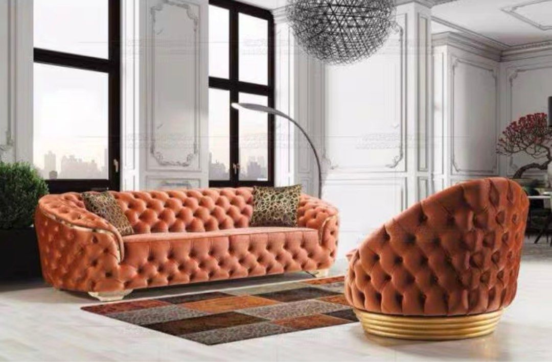 MALVEN Modern Velvet Chesterfield Sofa - Radical Homes Singapore