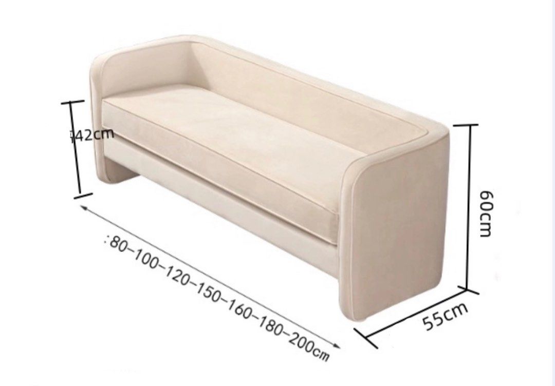 NAOMI Modern Fabric Bench - Radical Homes Singapore