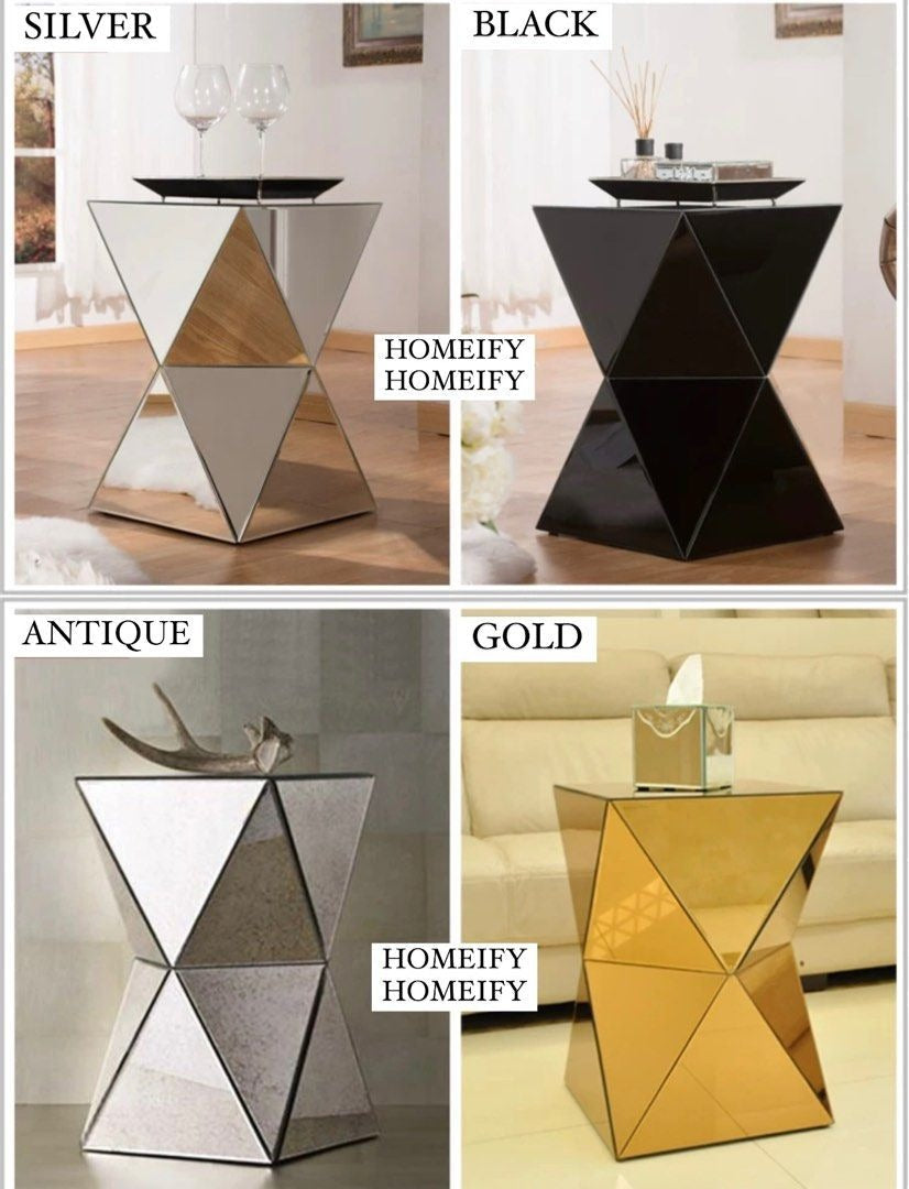 WILLIE Mirrored Prism Side Table - Radical Homes Singapore
