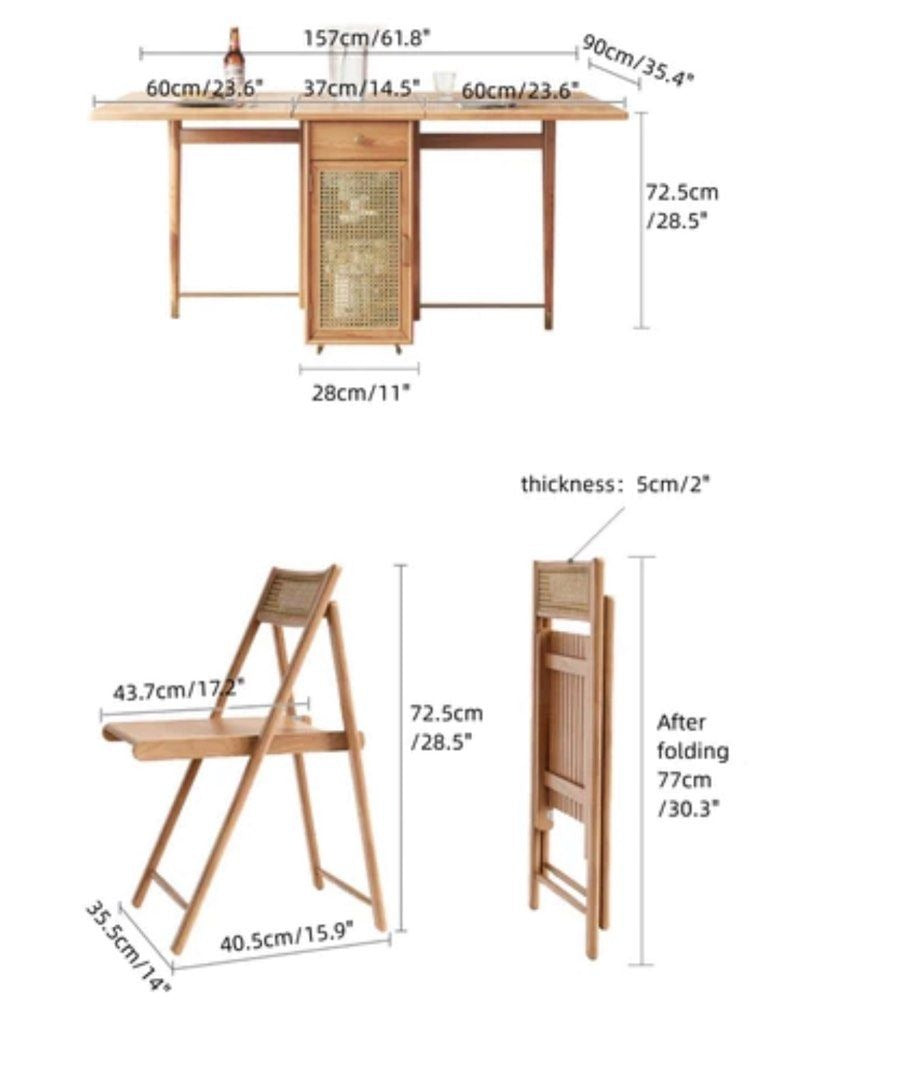 CHANDLER Foldable Dining Table & Chair Set - Radical Homes Singapore