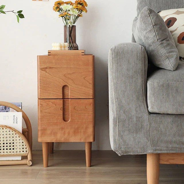ANSRA Slim Solid Wood Nightstand - Radical Homes Singapore