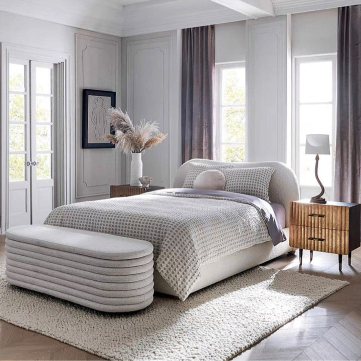 ASTUN Modern Boucle Bedframe - Radical Homes Singapore