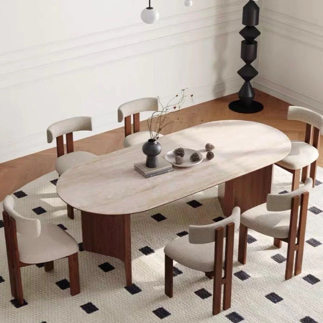 CAMERON Modern Travertine Dining Table - Radical Homes Singapore