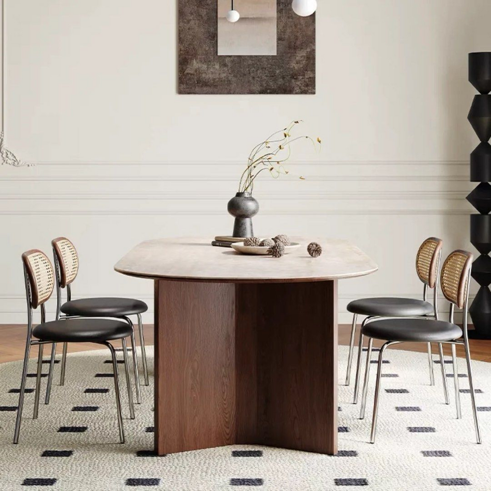 CAMERON Modern Travertine Dining Table - Radical Homes Singapore