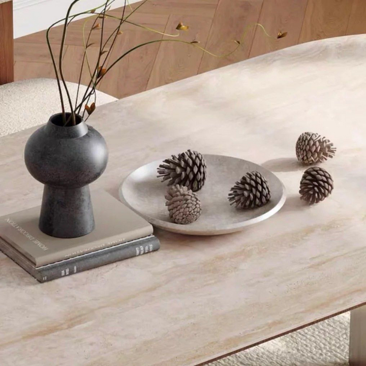 CAMERON Modern Travertine Dining Table - Radical Homes Singapore
