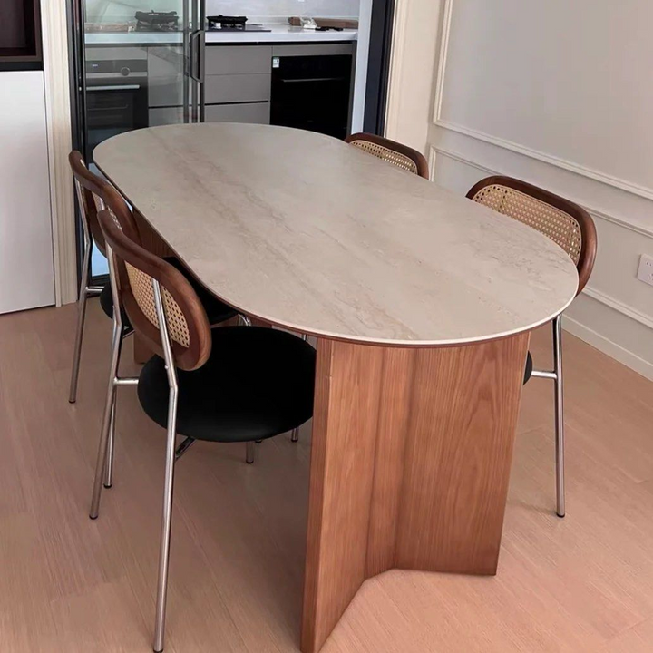 CAMERON Modern Travertine Dining Table - Radical Homes Singapore