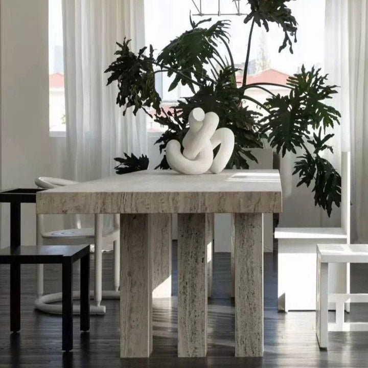 KENDO Modern Travertine Dining Table - Radical Homes Singapore