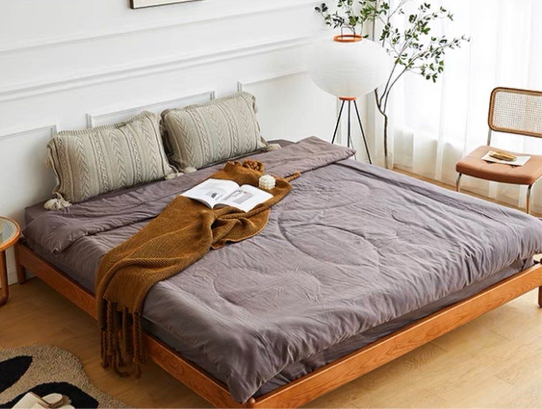 AZEIS Modern Walnut Bed Frame - Radical Homes Singapore