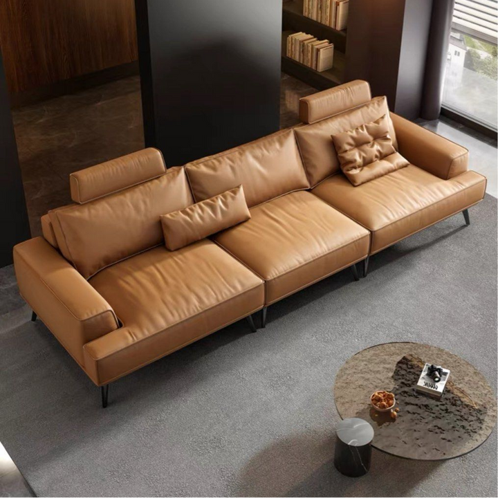 ELLINA Modern Genuine Leather Sofa - Radical Homes Singapore