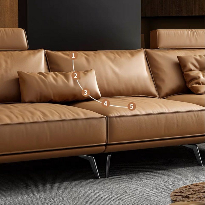 ELLINA Modern Genuine Leather Sofa - Radical Homes Singapore