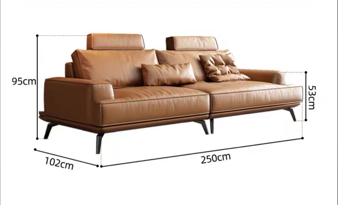 ELLINA Modern Genuine Leather Sofa - Radical Homes Singapore