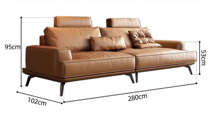 ELLINA Modern Genuine Leather Sofa - Radical Homes Singapore