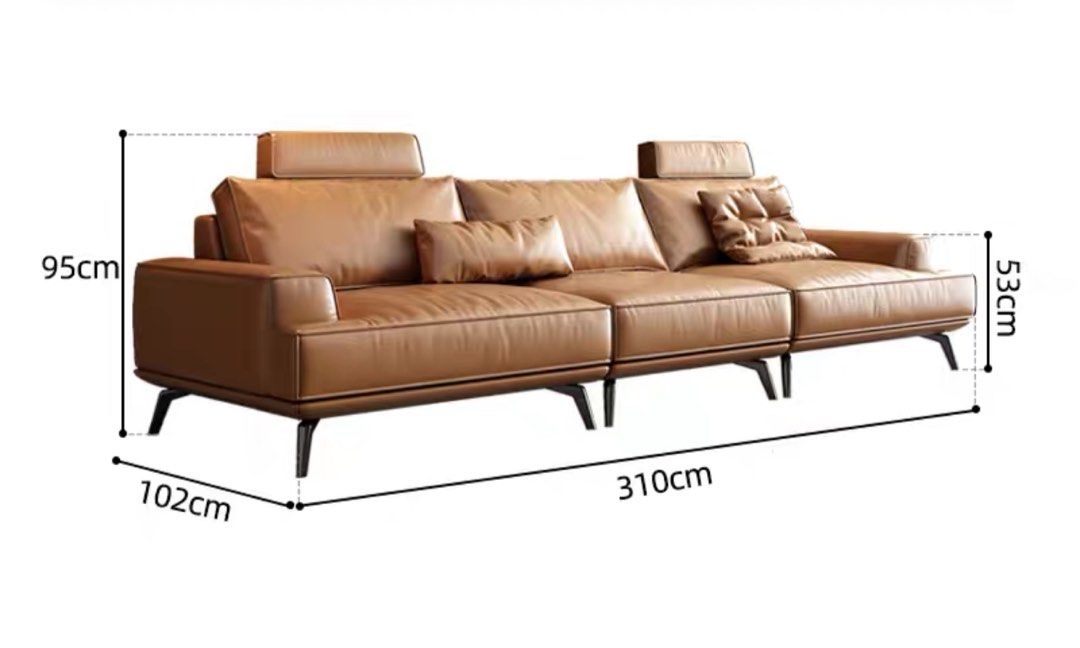 ELLINA Modern Genuine Leather Sofa - Radical Homes Singapore