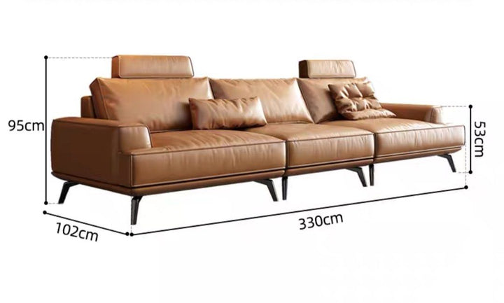 ELLINA Modern Genuine Leather Sofa - Radical Homes Singapore