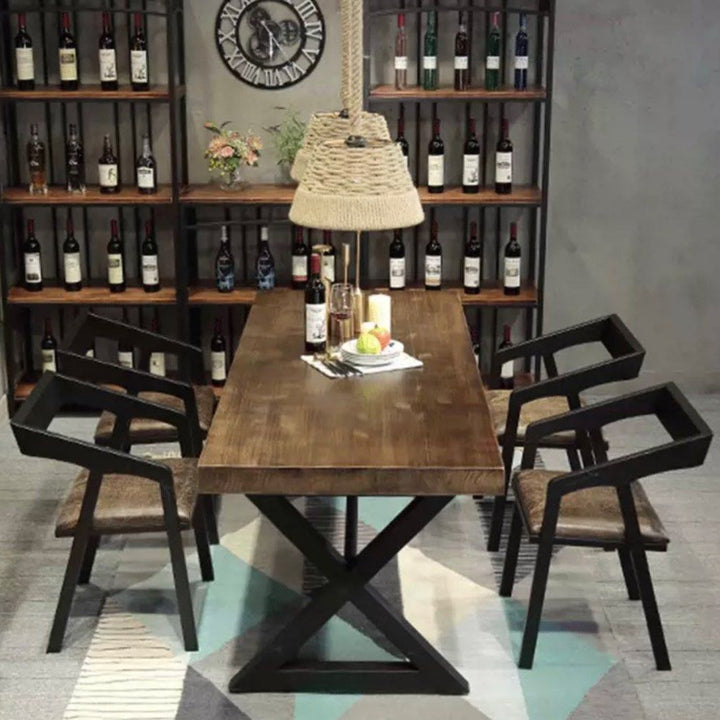 FARHAN Industrial Solid Wood Dining Table - Radical Homes Singapore