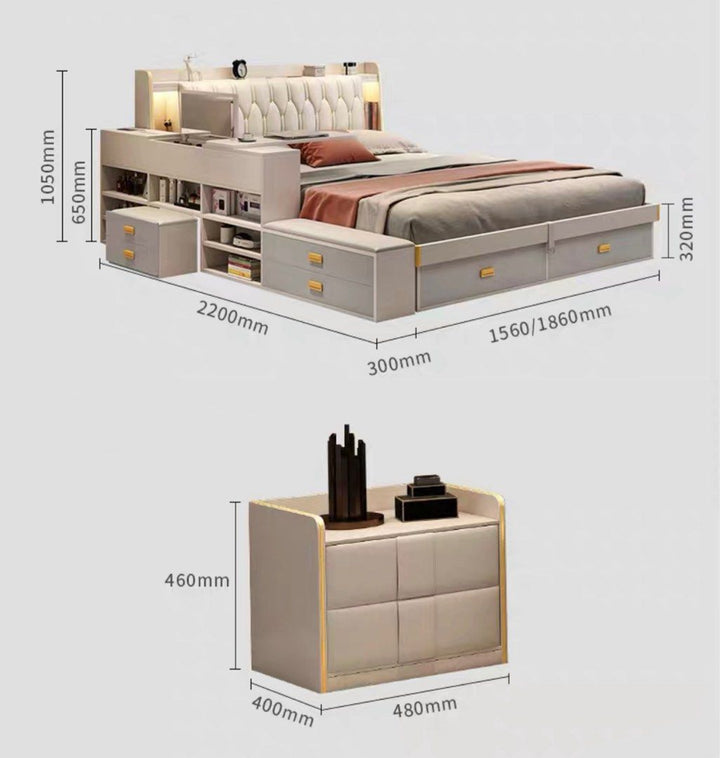 BELVA Modern Multi-Function Storage Bedframe - Radical Homes Singapore
