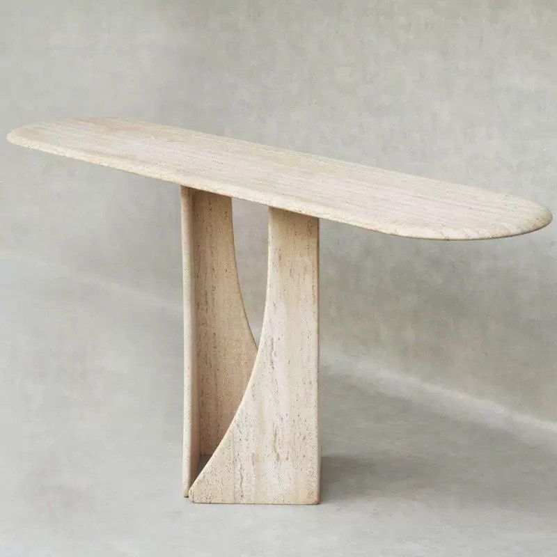 JULES Modern Travertine Console Table - Radical Homes Singapore