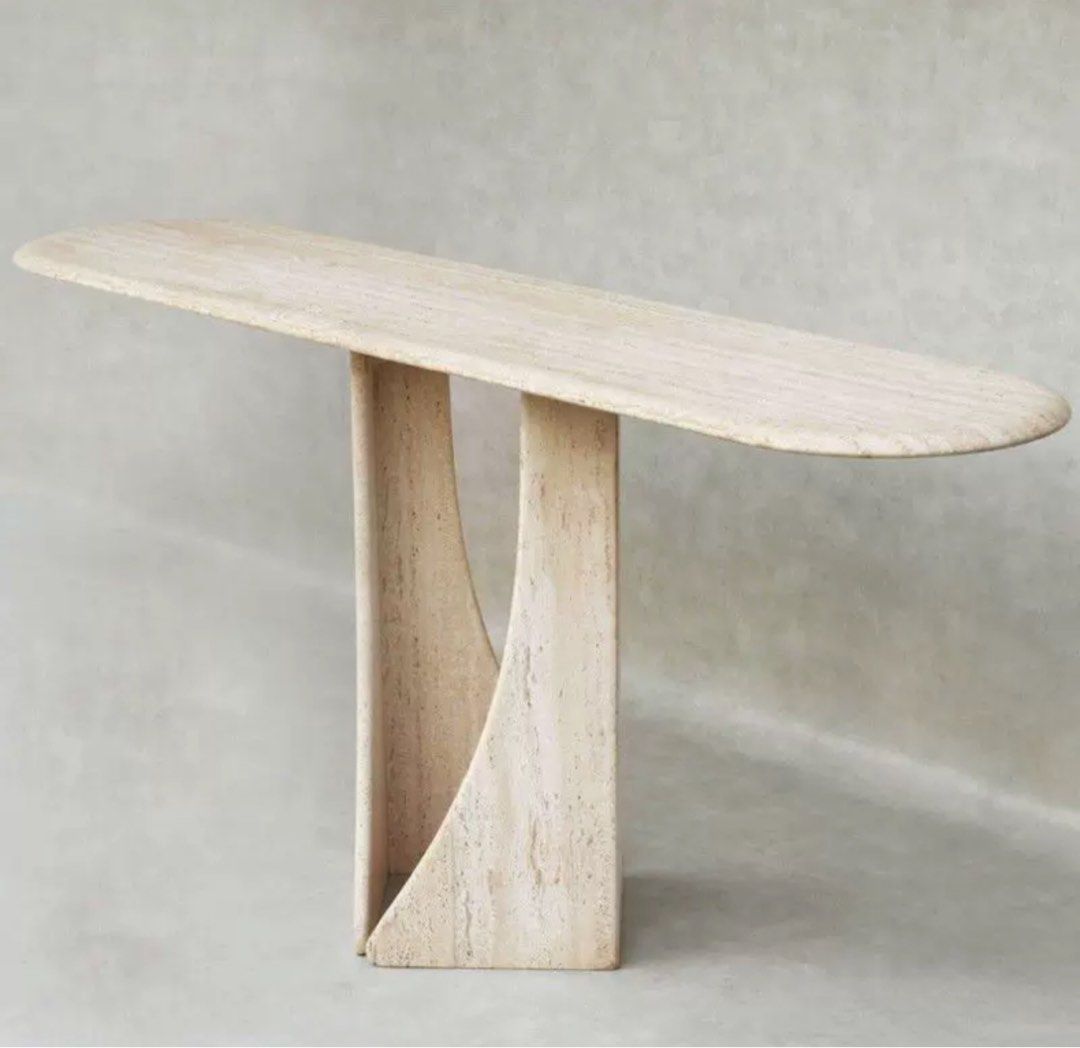 JULES Modern Travertine Console Table - Radical Homes Singapore