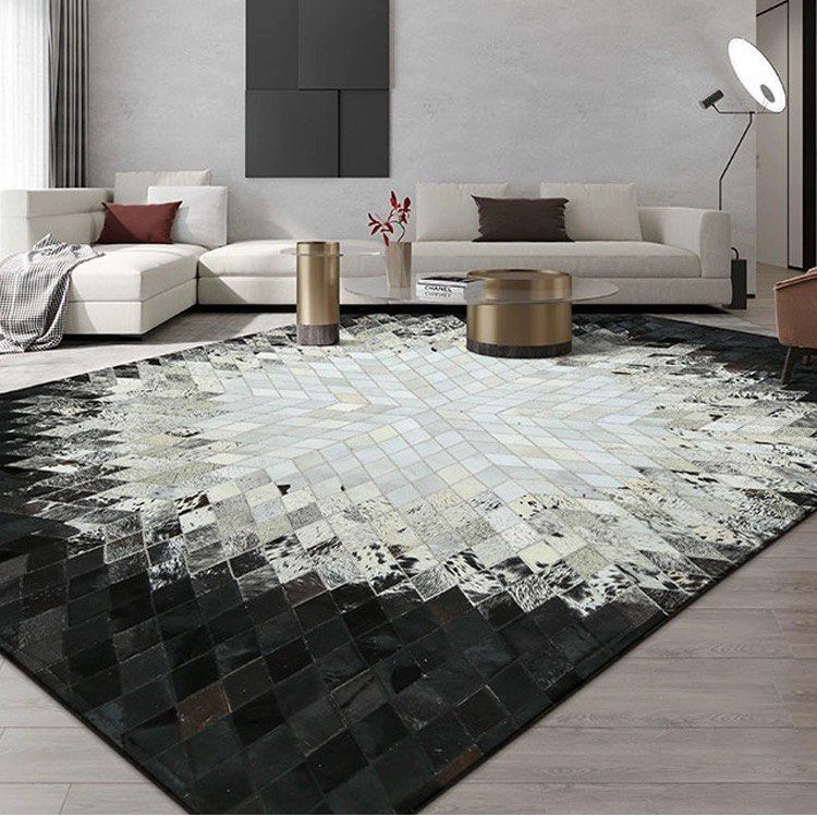 FARA Modern Cowhide Leather Rug - Radical Homes Singapore