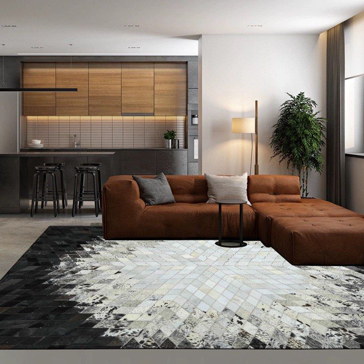 FARA Modern Cowhide Leather Rug - Radical Homes Singapore