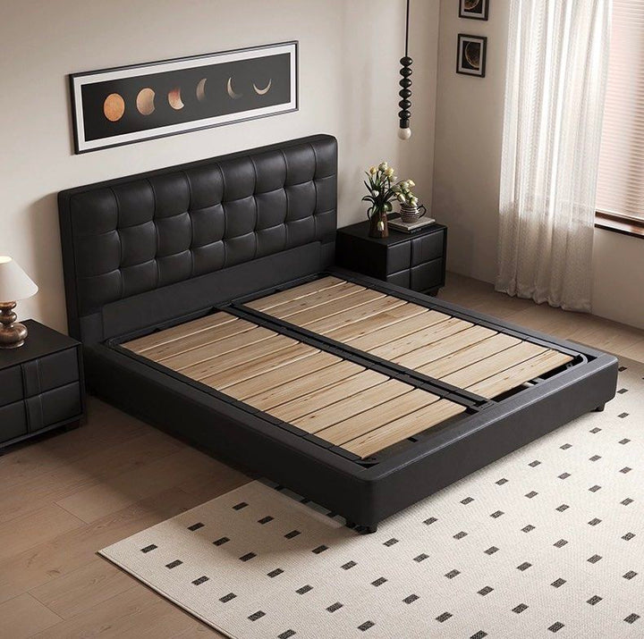 BLADE Modern Leather Storage Bedframe - Radical Homes Singapore