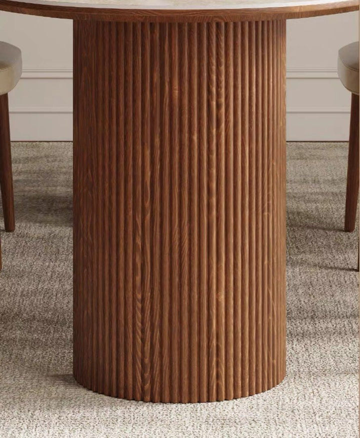 CLARENCE Japandi Travertine Sintered Stone Dining Table - Radical Homes Singapore