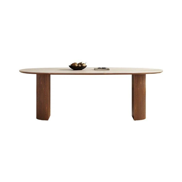 CLARENCE Japandi Travertine Sintered Stone Dining Table - Radical Homes Singapore