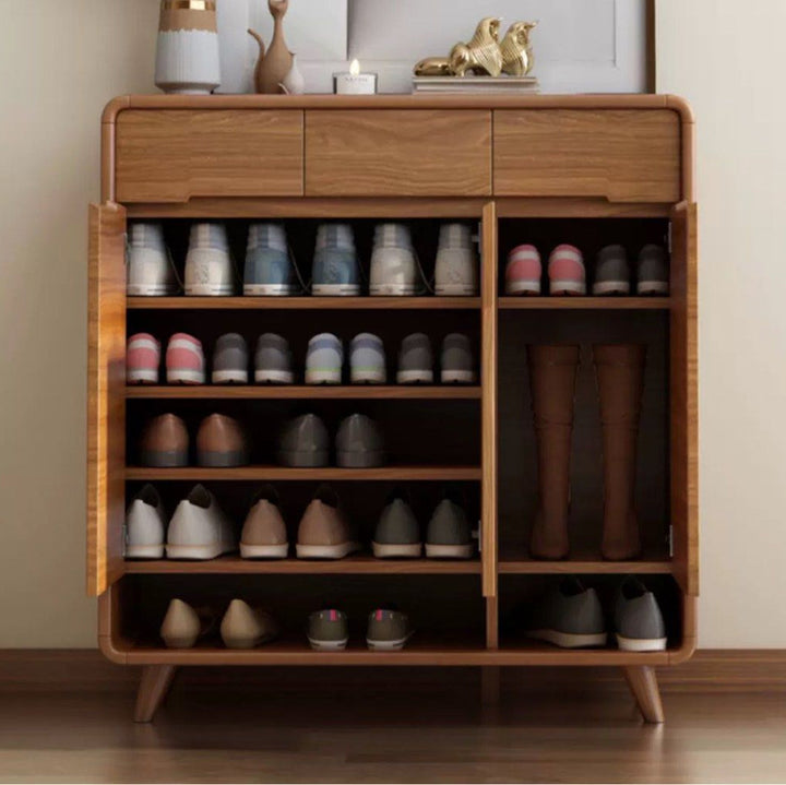 BOSCE Modern Walnut Shoe Cabinet - Radical Homes Singapore