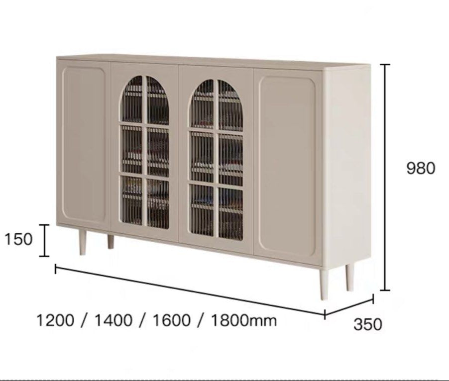 FLUVANE Modern Fluted Glass Shoe Cabinet - Cassa Haus Singapore