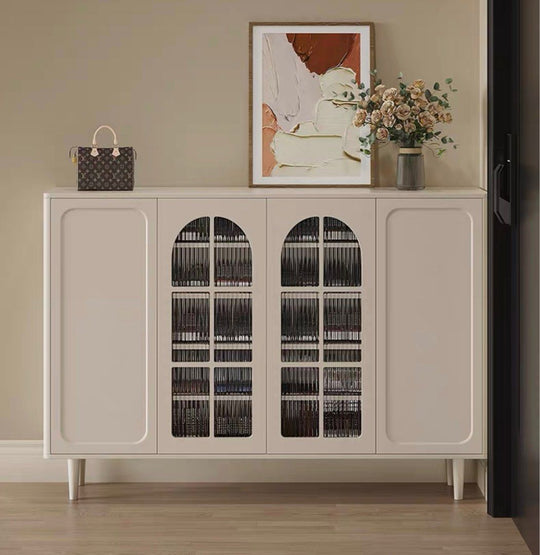 FLUVANE Modern Fluted Glass Shoe Cabinet - Cassa Haus Singapore