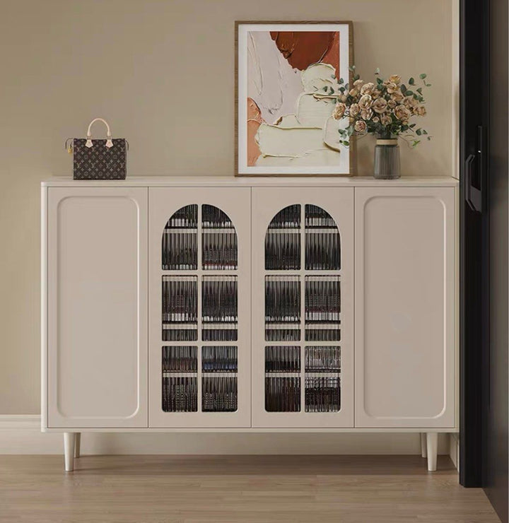 FLUVANE Modern Fluted Glass Shoe Cabinet - Cassa Haus Singapore