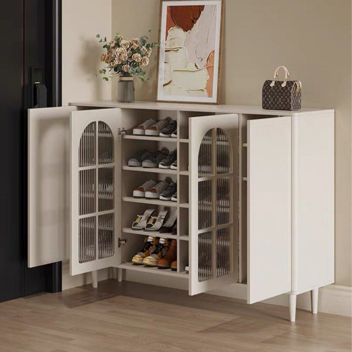 FLUVANE Modern Fluted Glass Shoe Cabinet - Cassa Haus Singapore