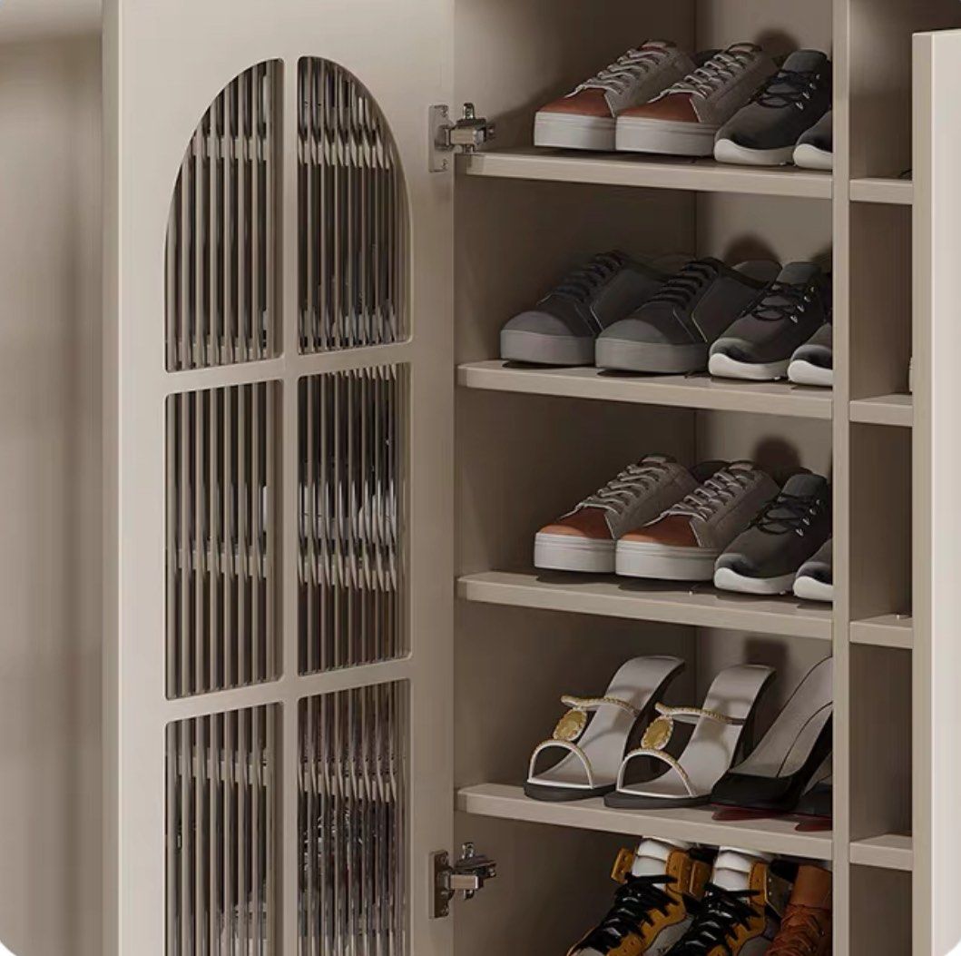 FLUVANE Modern Fluted Glass Shoe Cabinet - Cassa Haus Singapore