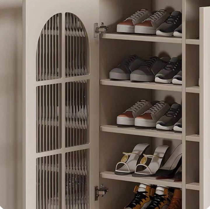 FLUVANE Modern Fluted Glass Shoe Cabinet - Cassa Haus Singapore