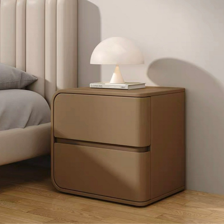 DUNCAN Modern Leather Bedside / Side Table - Radical Homes Singapore
