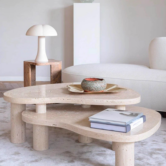 TREVANE Travertine Coffee Table - Cassa Haus Singapore