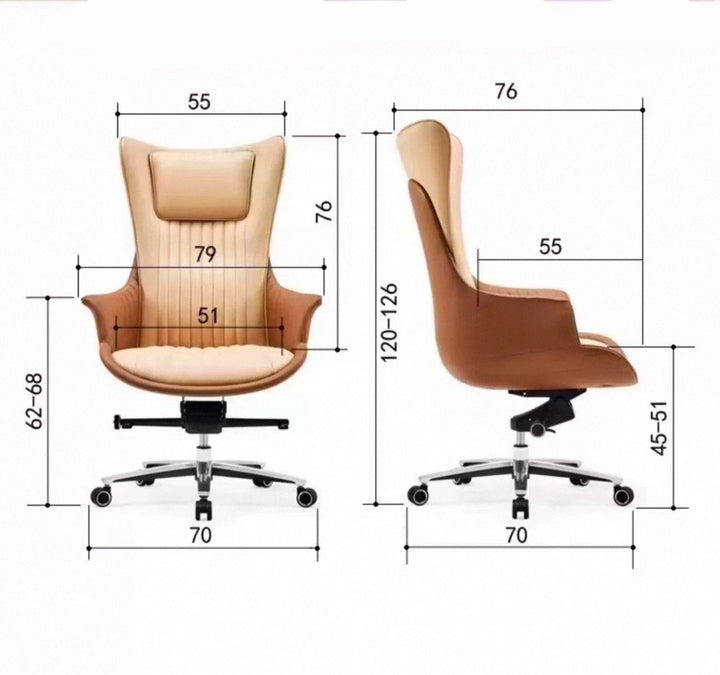 DRAVO Modern Genuine Leather Office Chair - Cassa Haus Singapore
