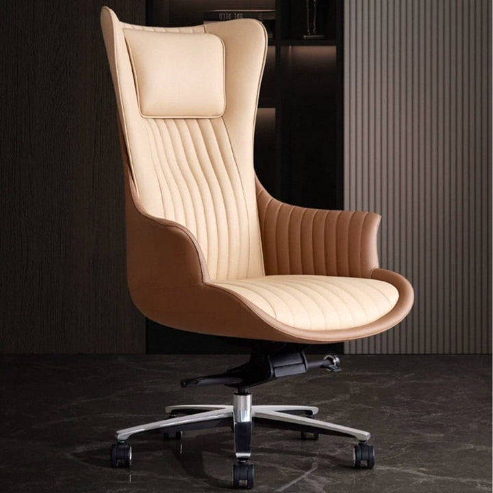 DRAVO Modern Genuine Leather Office Chair - Cassa Haus Singapore