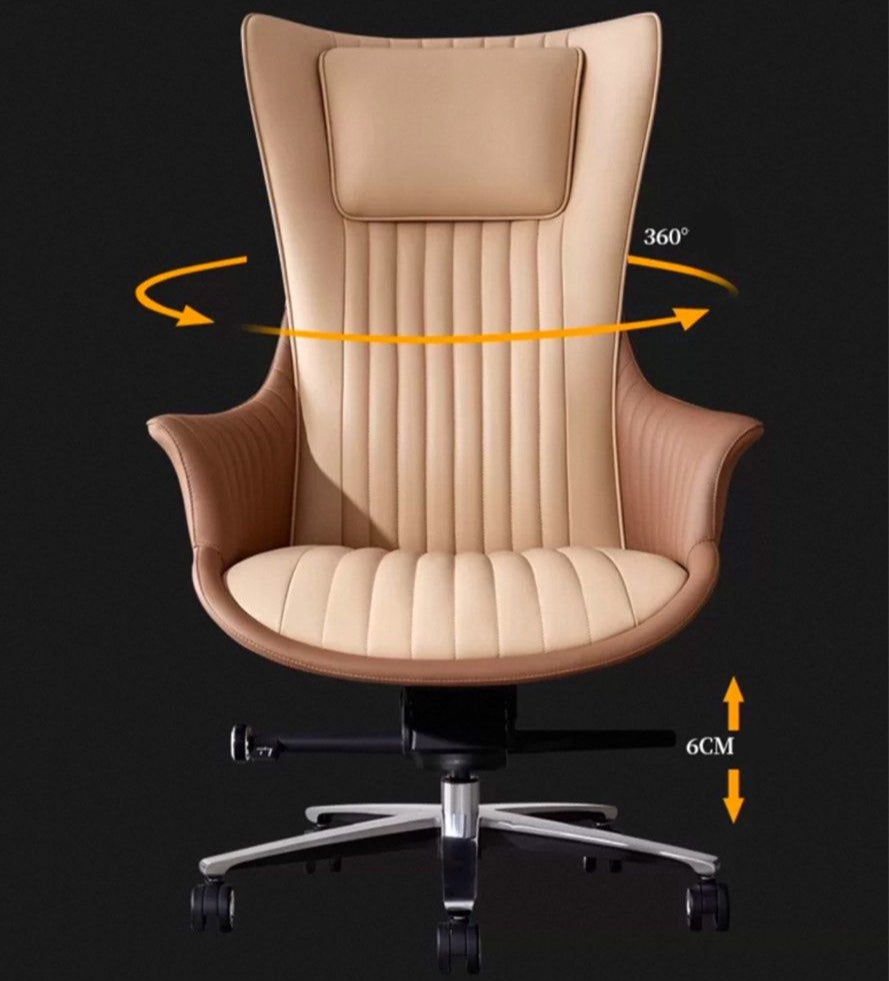 DRAVO Modern Genuine Leather Office Chair - Cassa Haus Singapore